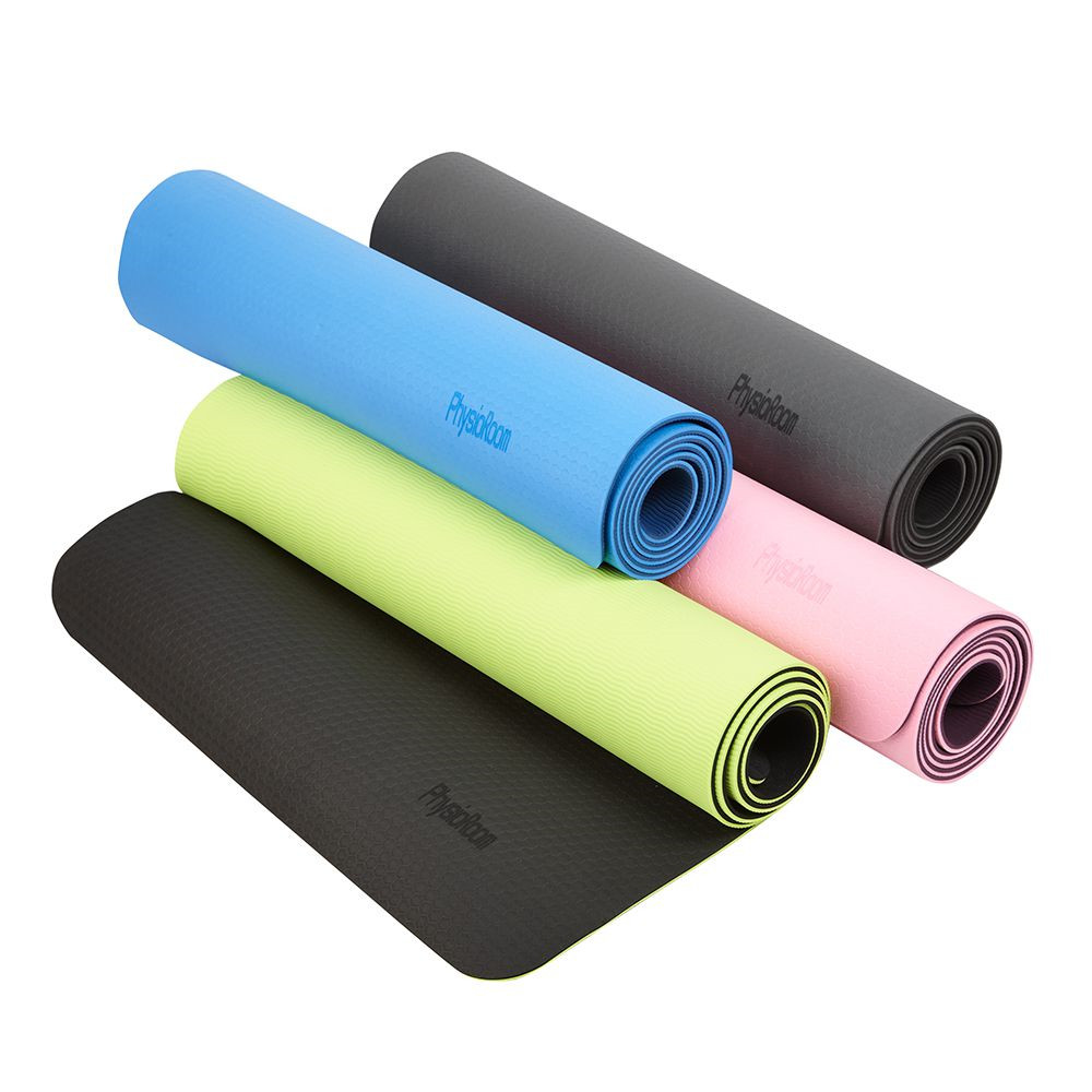 Non-Slip 6mm Yoga Fitness Exercise Mat - TPE Double Colour Yoga Matt - Black
